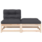 vidaXL Gartensofa ohne Armlehnen mit Kissen und Hocker