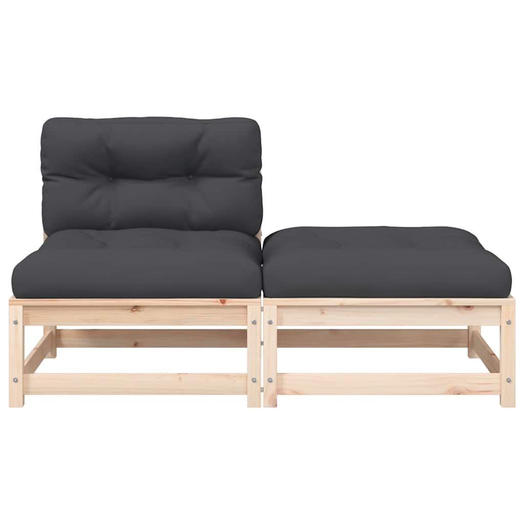 vidaXL Gartensofa ohne Armlehnen mit Kissen und Hocker