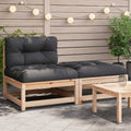 vidaXL Gartensofa ohne Armlehnen mit Kissen und Hocker