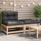 vidaXL Gartensofa ohne Armlehnen mit Kissen und Hocker