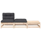 vidaXL Gartensofa ohne Armlehnen mit Kissen und Hockern