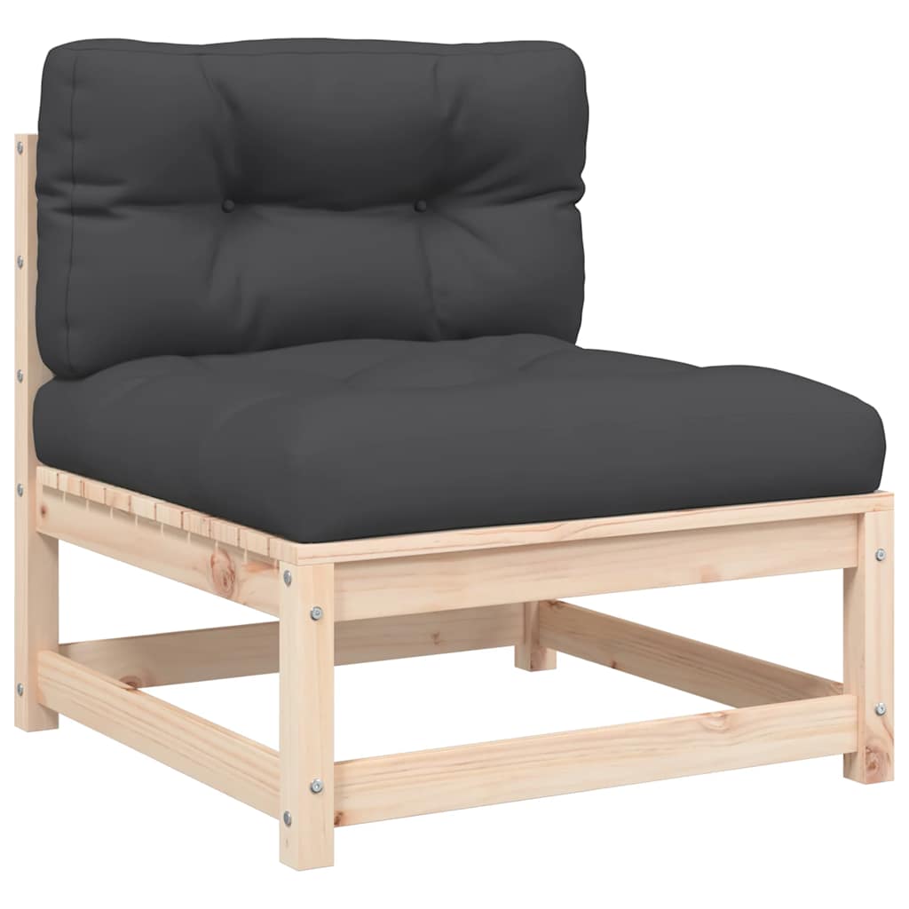 vidaXL Gartensofa ohne Armlehnen mit Kissen und Hockern