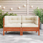 vidaXL Garten-Ecksofa mit Kissen 2 Stk. Wachsbraun Massivholz Kiefer