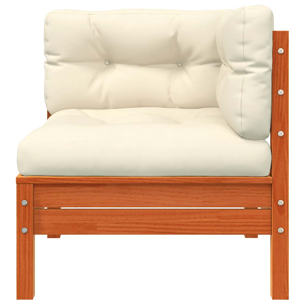 vidaXL Garten-Ecksofa mit Kissen 2 Stk. Wachsbraun Massivholz Kiefer
