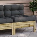 vidaXL Gartensofa ohne Armlehnen mit Kissen Kiefernholz