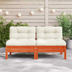 vidaXL Gartensofa ohne Armlehnen mit Kissen 2 Stk. Wachsbraun Kiefer