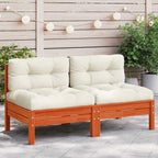 vidaXL Gartensofa ohne Armlehnen mit Kissen 2 Stk. Wachsbraun Kiefer