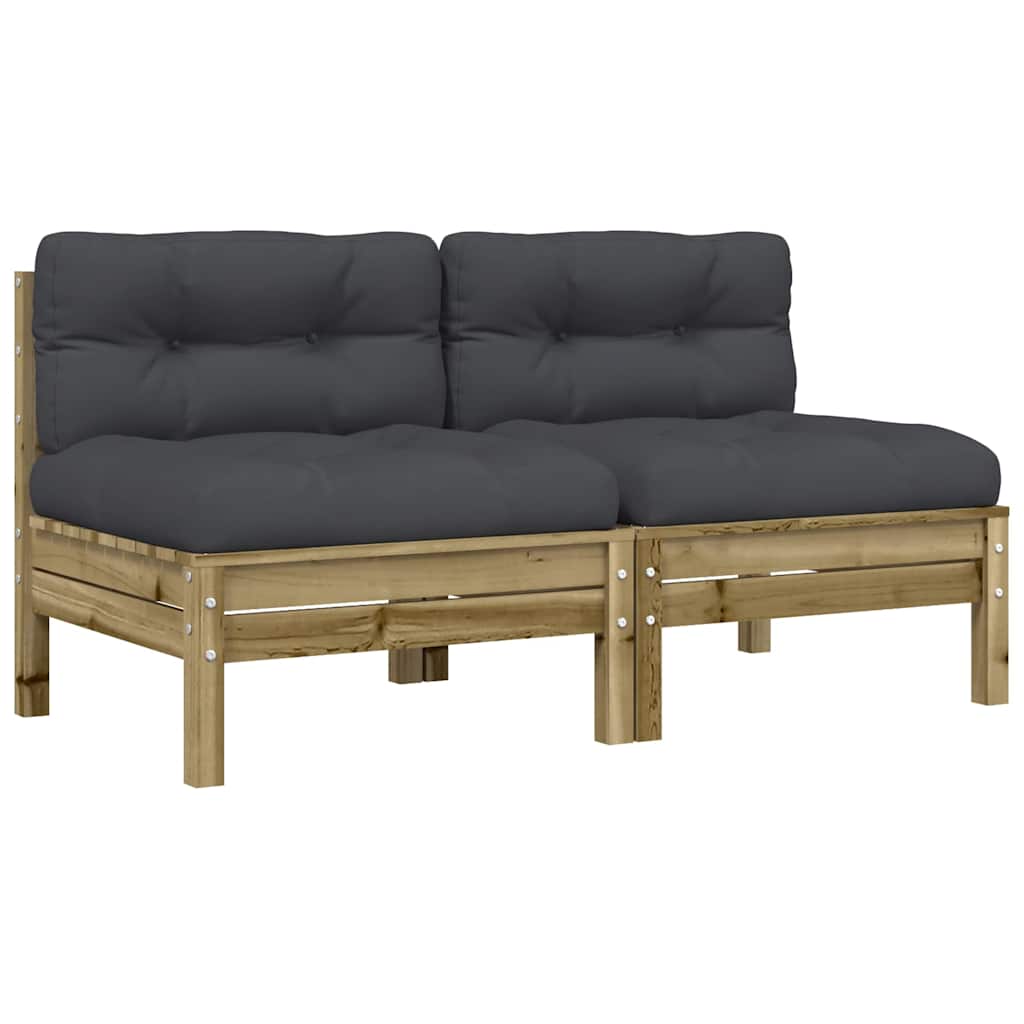 vidaXL Gartensofa ohne Armlehnen mit Kissen 2 Stk. Kiefernholz