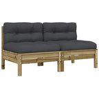 vidaXL Gartensofa ohne Armlehnen mit Kissen 2 Stk. Kiefernholz
