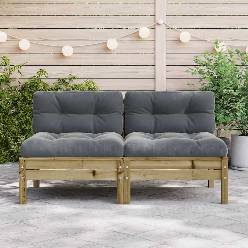 vidaXL Gartensofa ohne Armlehnen mit Kissen 2 Stk. Kiefernholz