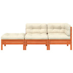 vidaXL Gartensofa mit Kissen und Hocker 3-Sitzer