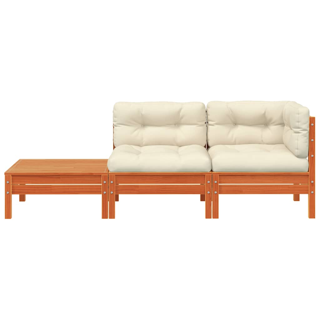 vidaXL Gartensofa mit Kissen und Fußhocker Massivholz Kiefer