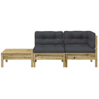 vidaXL Gartensofa mit Kissen und Fußhocker Kiefernholz Imprägniert