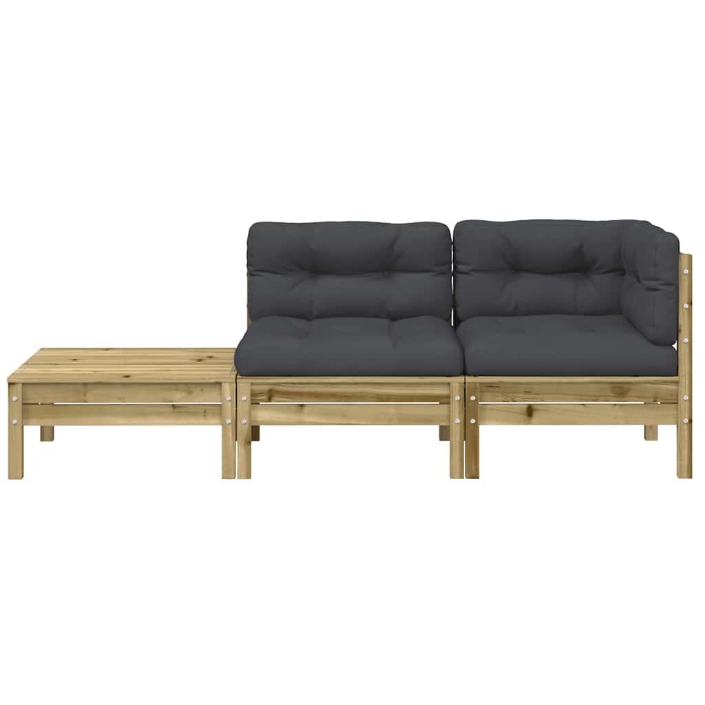 vidaXL Gartensofa mit Kissen und Fußhocker Kiefernholz Imprägniert