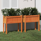 vidaXL Pflanzkübel mit Beinen 2 Stk. Wachsbraun Massivholz Kiefer