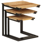 vidaXL Satztische 3 Stk. Massivholz Mango und Eisen