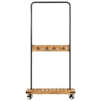 vidaXL Kleiderständer mit Rollen 90x35x190 cm Massivholz Mango Eisen
