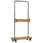 vidaXL Kleiderständer mit Rollen 90x35x190 cm Massivholz Mango Eisen