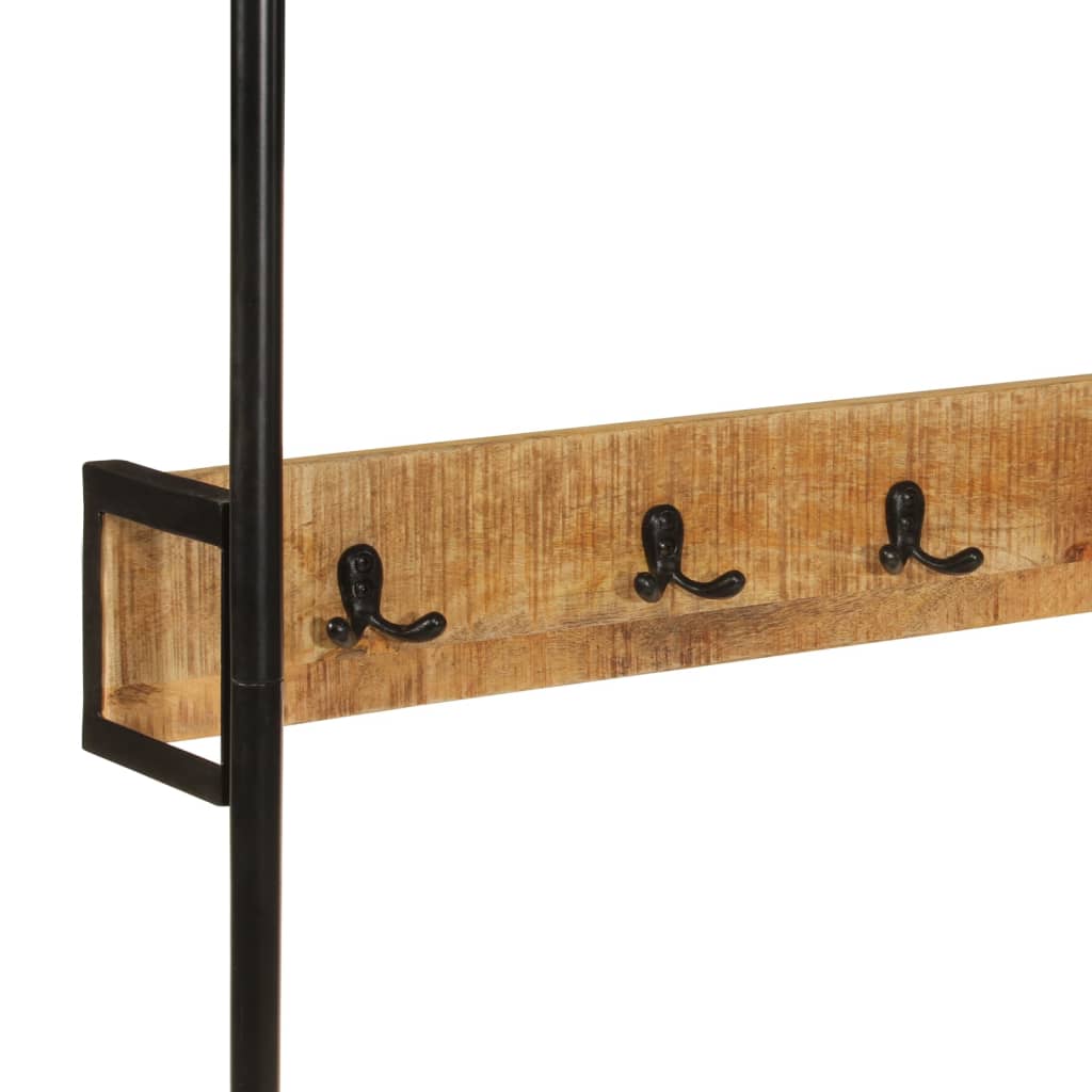 vidaXL Kleiderständer mit Rollen 90x35x190 cm Massivholz Mango Eisen