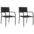 vidaXL 3-tlg. Garten-Essgruppe Schwarz Poly Rattan und Stahl