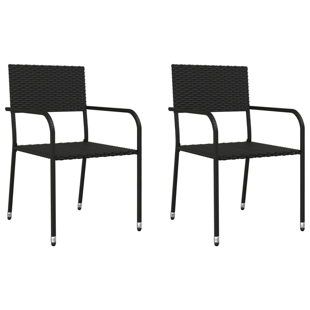 vidaXL 3-tlg. Garten-Essgruppe Schwarz Poly Rattan und Stahl