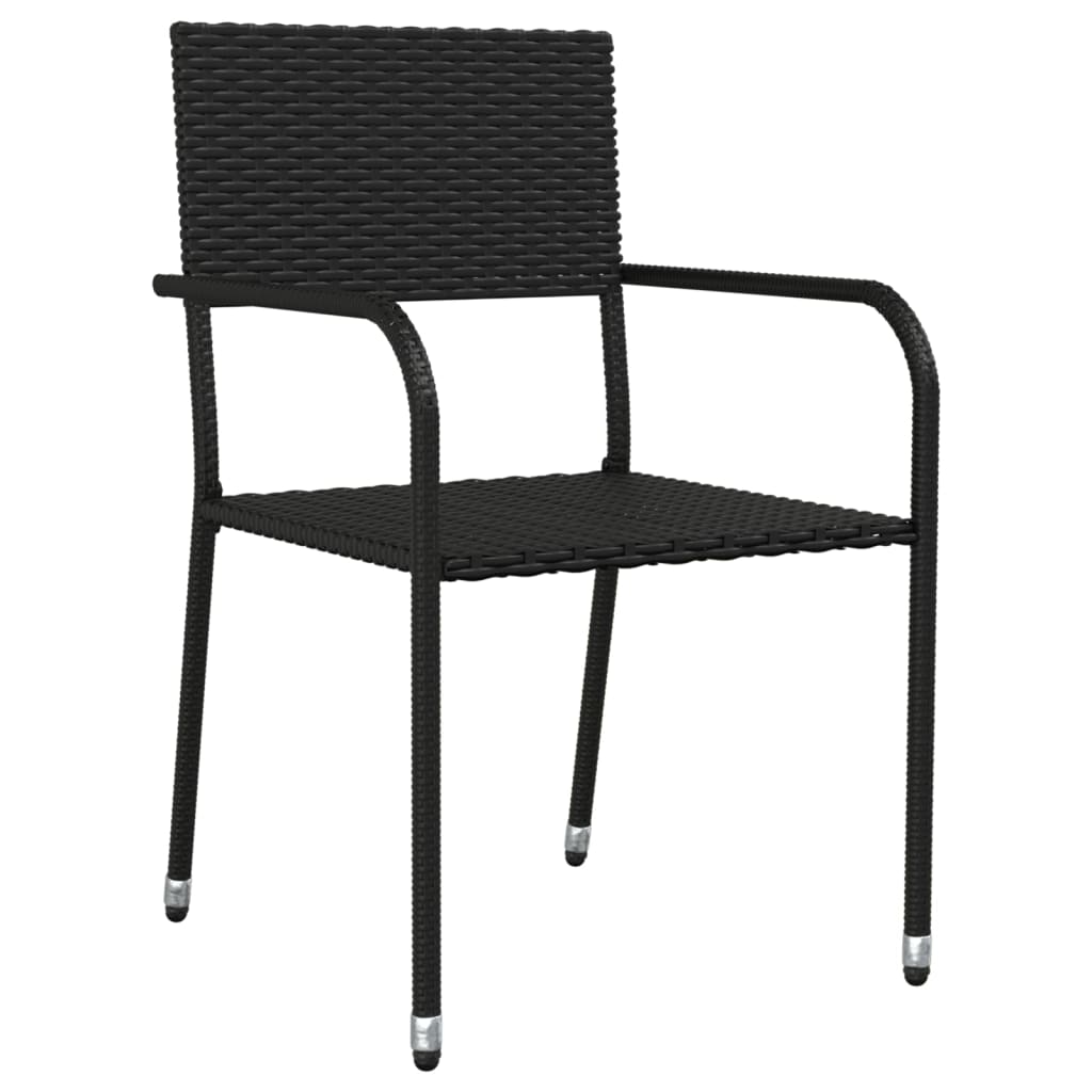 vidaXL 5-tlg. Garten-Essgruppe Schwarz Poly Rattan und Stahl