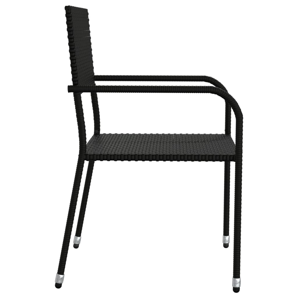 vidaXL 5-tlg. Garten-Essgruppe Schwarz Poly Rattan und Stahl