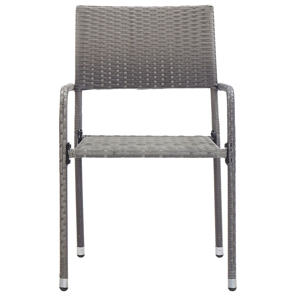 vidaXL 5-tlg. Garten-Essgruppe Grau und Schwarz Poly Rattan und Stahl