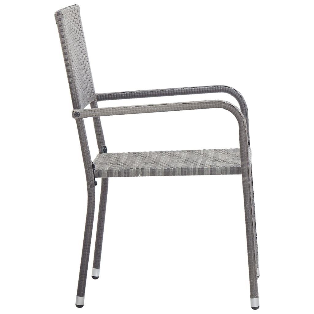 vidaXL 5-tlg. Garten-Essgruppe Grau und Schwarz Poly Rattan und Stahl
