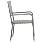 vidaXL 5-tlg. Garten-Essgruppe Grau und Schwarz Poly Rattan und Stahl