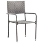 vidaXL 7-tlg. Garten-Essgruppe Grau und Schwarz Poly Rattan und Stahl