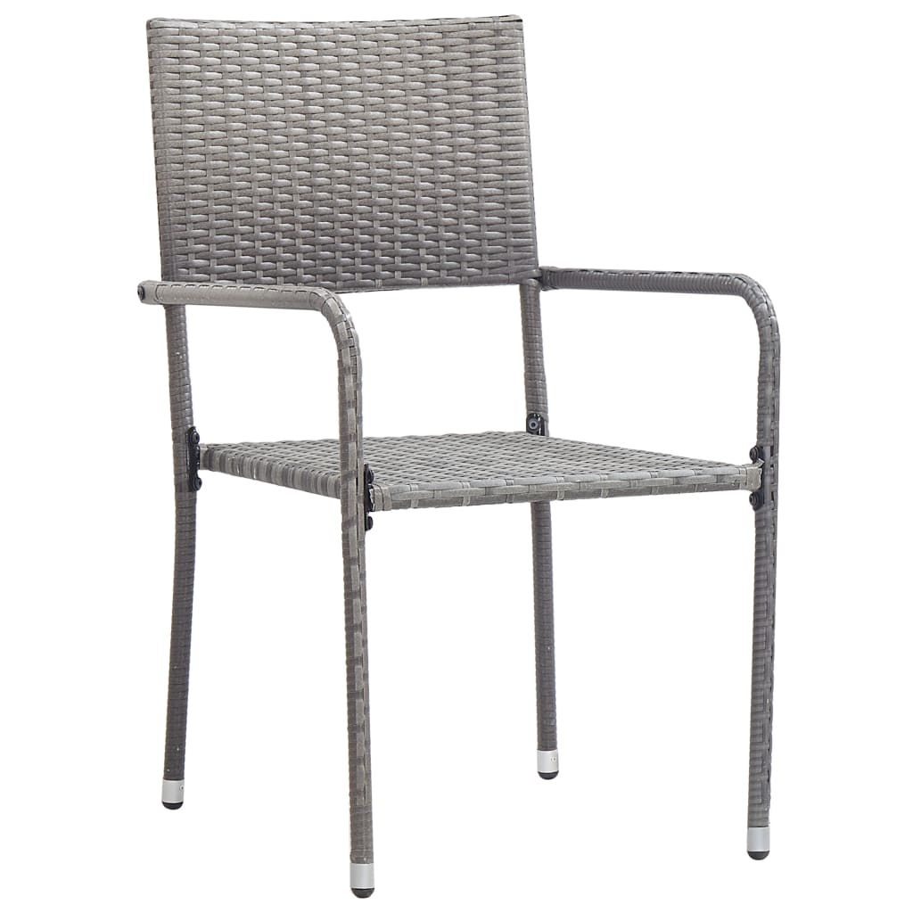 vidaXL 7-tlg. Garten-Essgruppe Grau und Schwarz Poly Rattan und Stahl