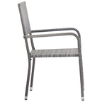 vidaXL 7-tlg. Garten-Essgruppe Grau und Schwarz Poly Rattan und Stahl