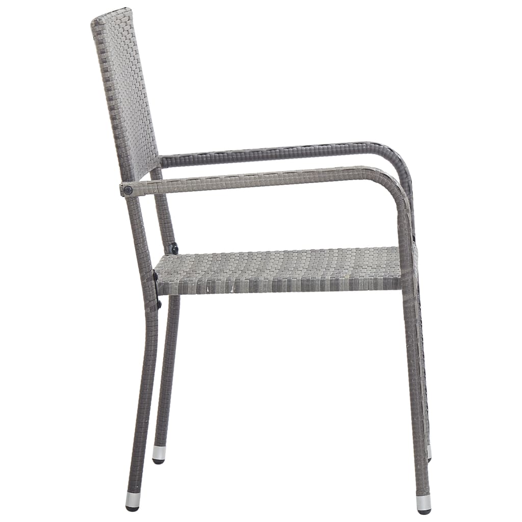 vidaXL 7-tlg. Garten-Essgruppe Grau und Schwarz Poly Rattan und Stahl