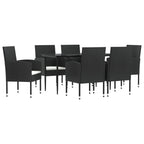 vidaXL 7-tlg. Garten-Essgruppe Schwarz Poly Rattan und Stahl