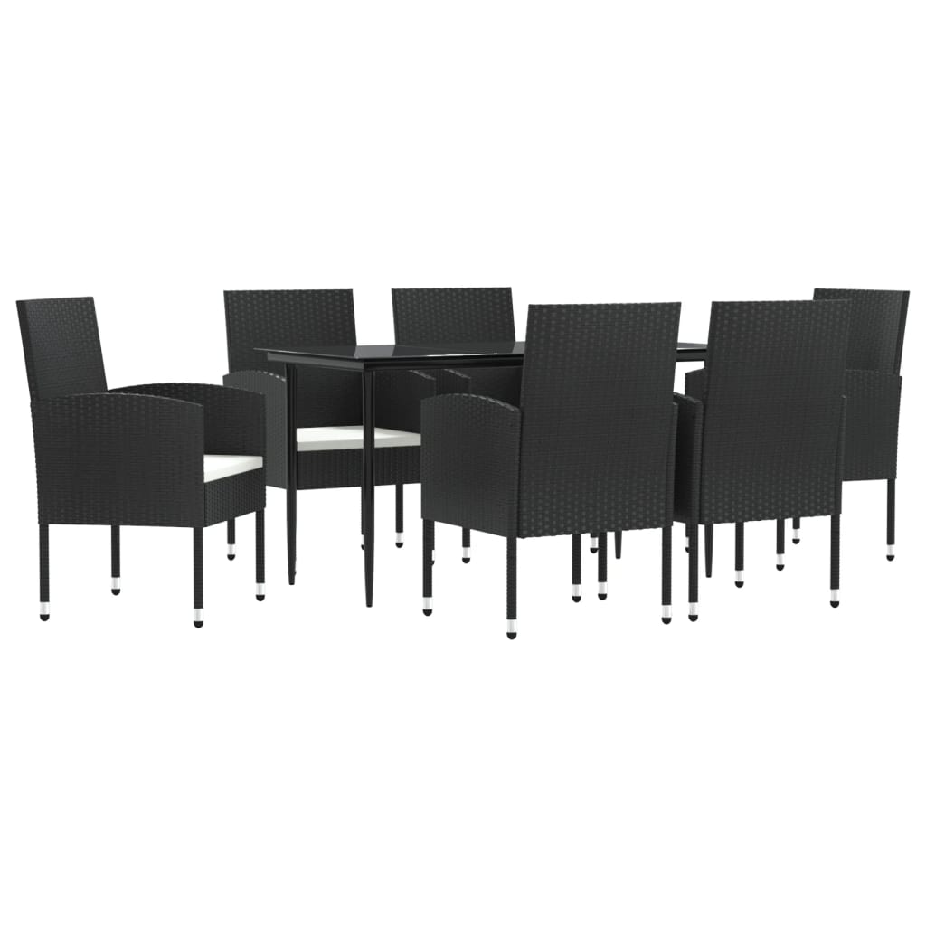 vidaXL 7-tlg. Garten-Essgruppe Schwarz Poly Rattan und Stahl