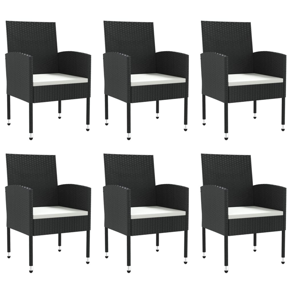 vidaXL 7-tlg. Garten-Essgruppe Schwarz Poly Rattan und Stahl
