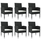 vidaXL 7-tlg. Garten-Essgruppe Schwarz Poly Rattan und Stahl