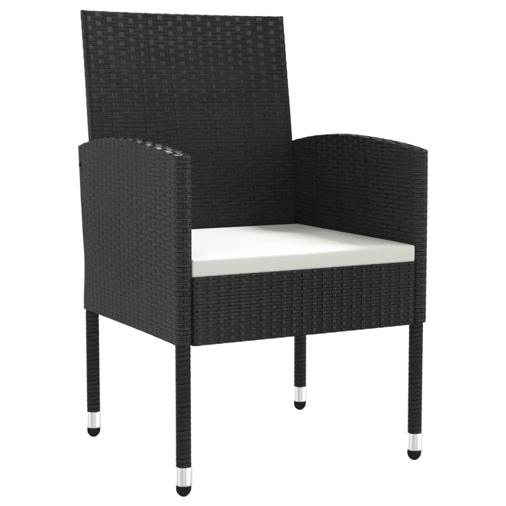 vidaXL 7-tlg. Garten-Essgruppe Schwarz Poly Rattan und Stahl