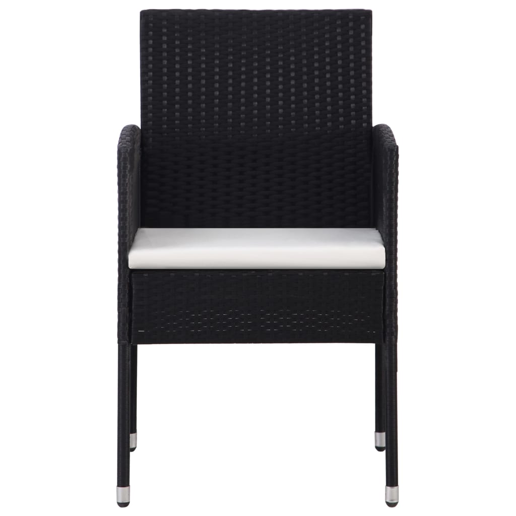 vidaXL 7-tlg. Garten-Essgruppe Schwarz Poly Rattan und Stahl