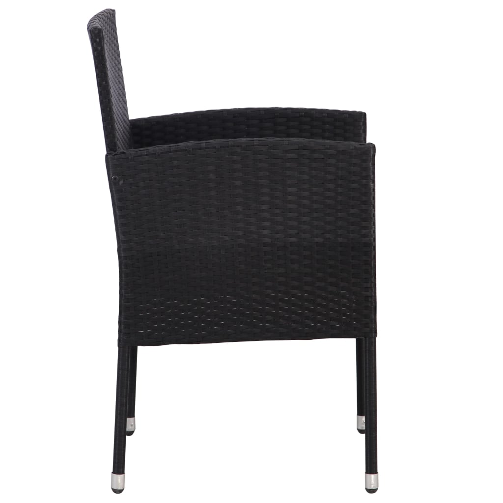 vidaXL 7-tlg. Garten-Essgruppe Schwarz Poly Rattan und Stahl