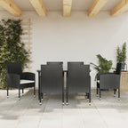 vidaXL 7-tlg. Garten-Essgruppe Schwarz Poly Rattan und Stahl