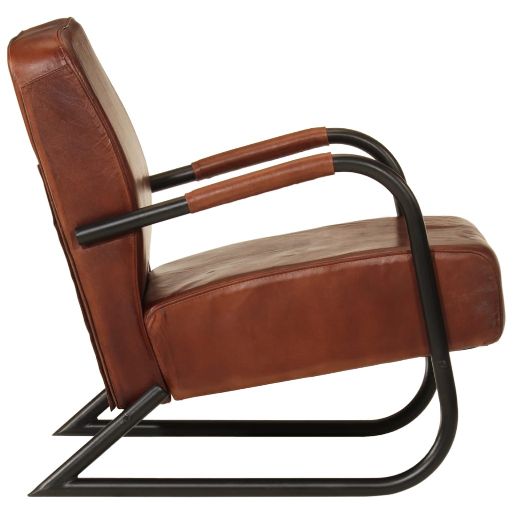 vidaXL Sessel Braun Echtleder
