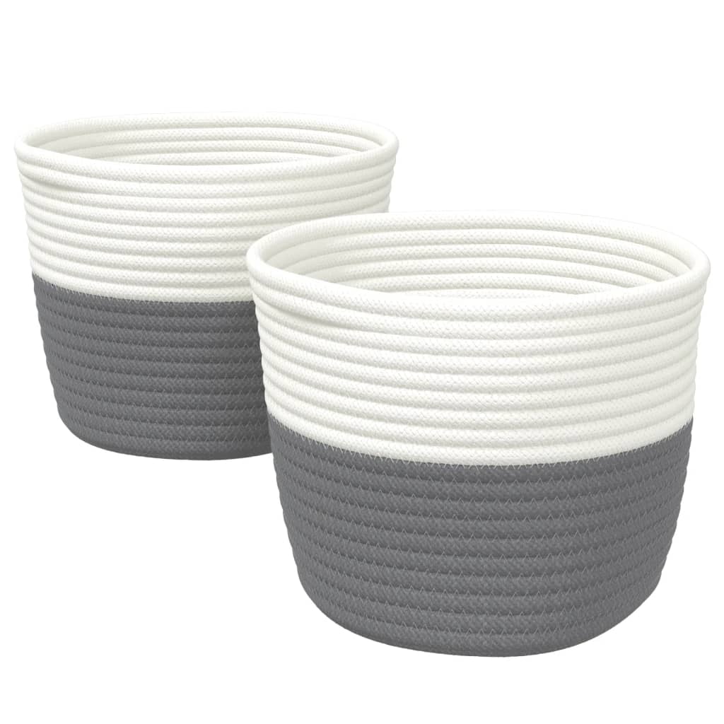 vidaXL Aufbewahrungskörbe 2 Stk. Grau und Weiß Ø24x18 cm Baumwolle