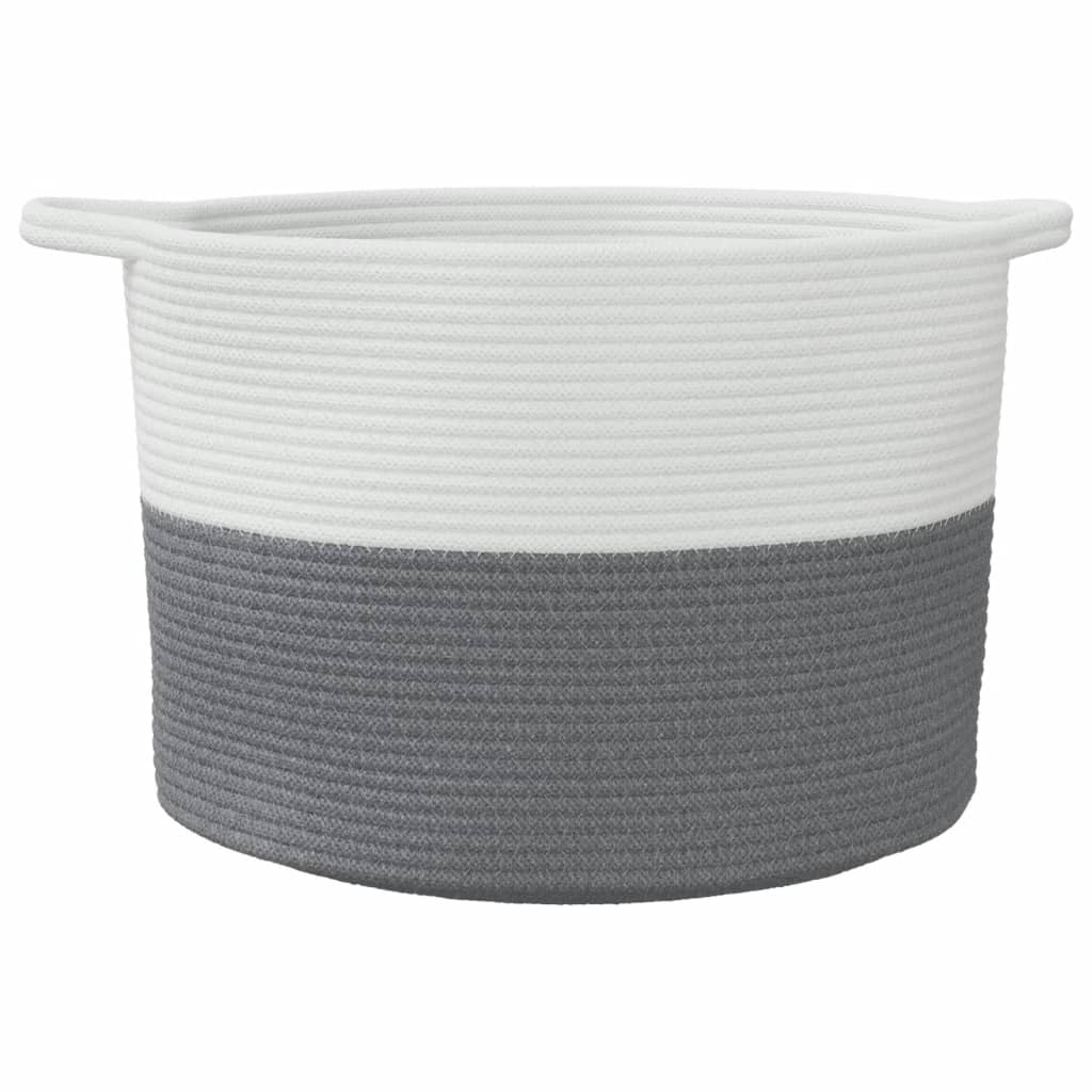 vidaXL Wäschekorb Grau und Weiß Ø55x36 cm Baumwolle