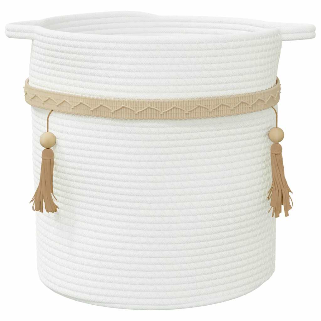 vidaXL Aufbewahrungskorb Weiß Ø38x36 cm Baumwolle