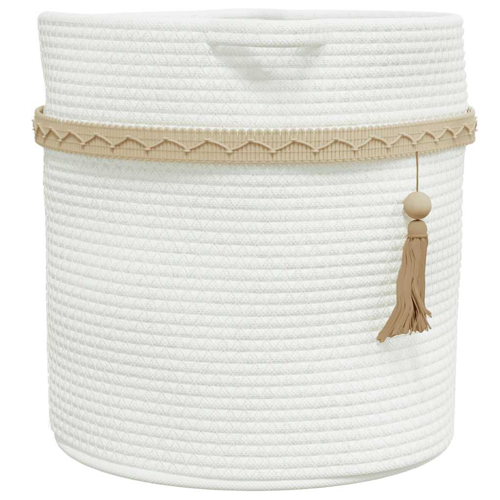 vidaXL Aufbewahrungskorb Weiß Ø38x36 cm Baumwolle