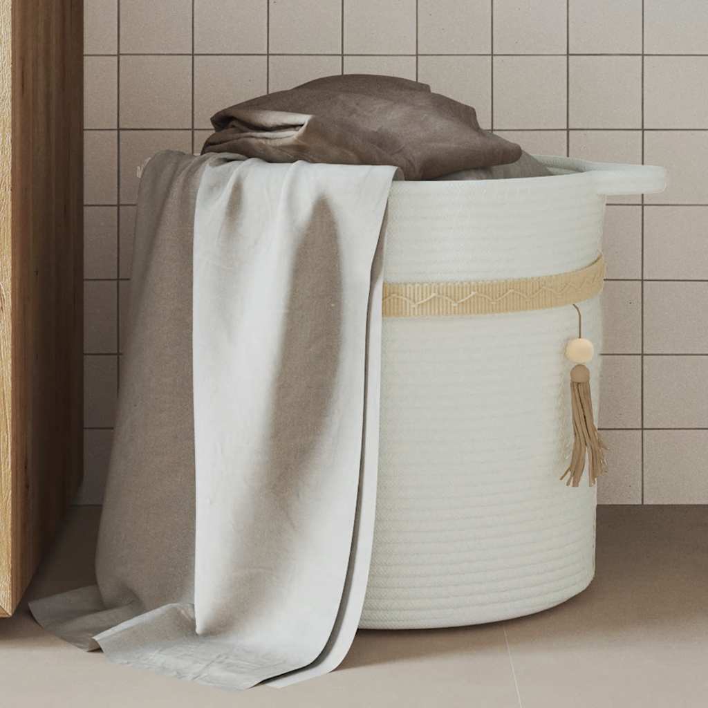 vidaXL Aufbewahrungskorb Weiß Ø38x36 cm Baumwolle
