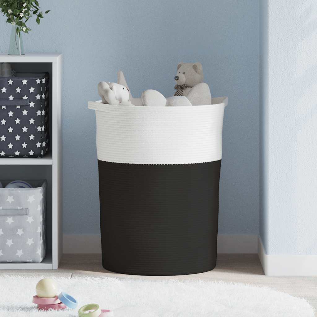 vidaXL Aufbewahrungskorb Schwarz und Weiß 49x65 cm Baumwolle