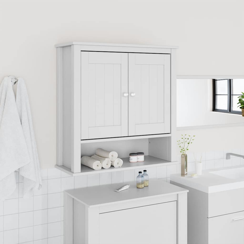 vidaXL Bad-Wandschrank BERG Weiß 69,5x27x71,5 cm Massivholz